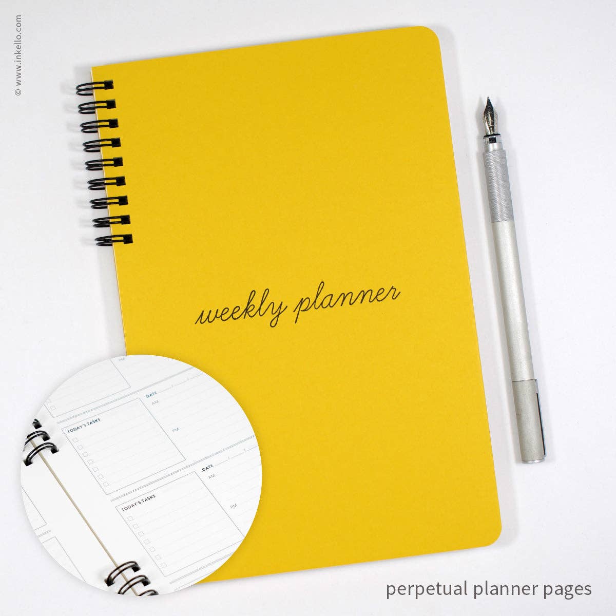 Weekly Planner with Mustard Cover + Black School Cursive