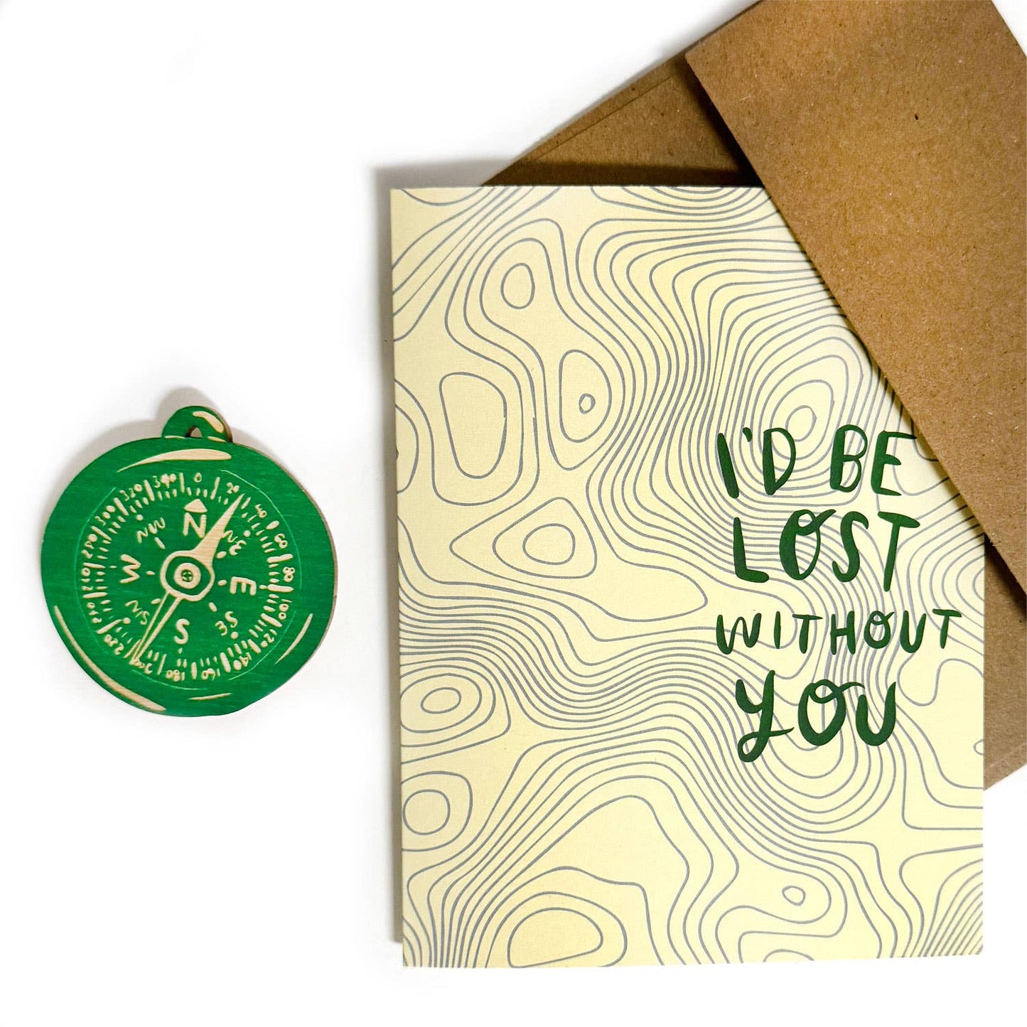 Lost Without You - Compass Magnet w/ Card