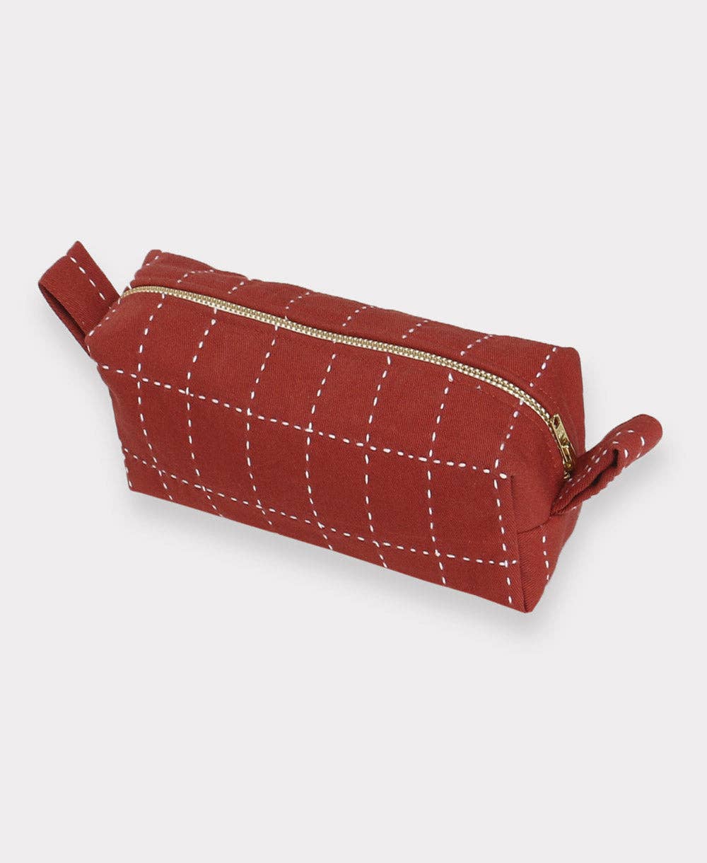 Grid-Stitch Pencil or Toiletry Small Anchal Bag