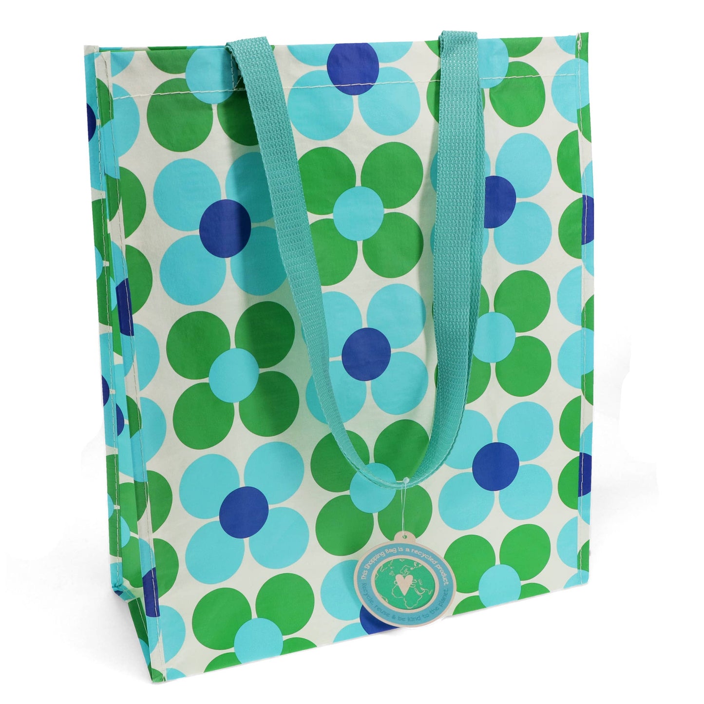 Shopping bag - blue and green daisy