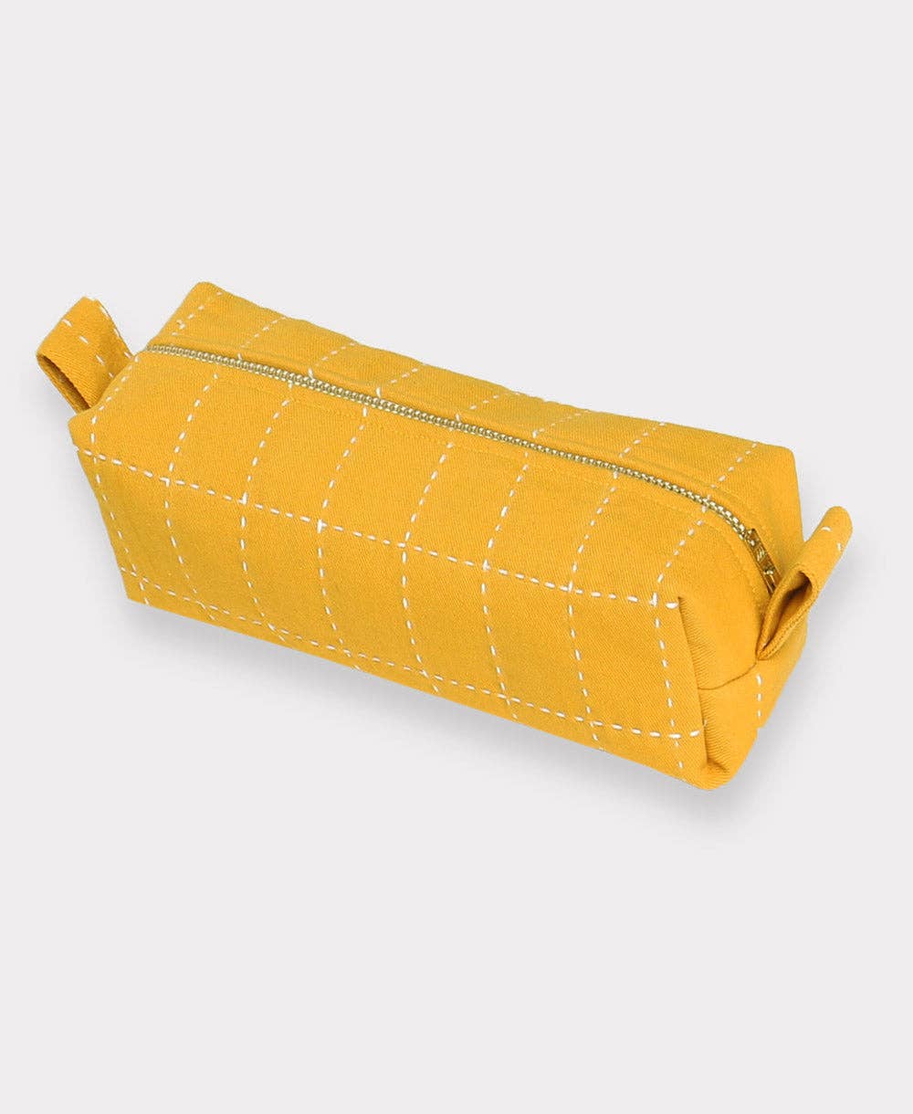 Grid-Stitch Pencil or Toiletry Small Anchal Bag