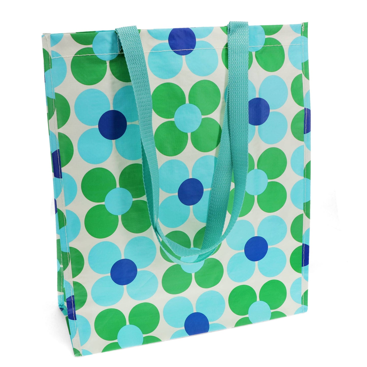 Shopping bag - blue and green daisy