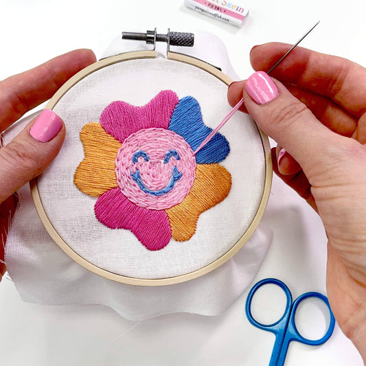 Smiley Flower 4" embroidery kit