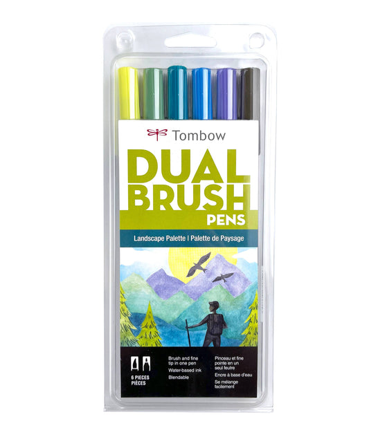 Dual Brush Pen Art Markers, Landscape, 6-Pack