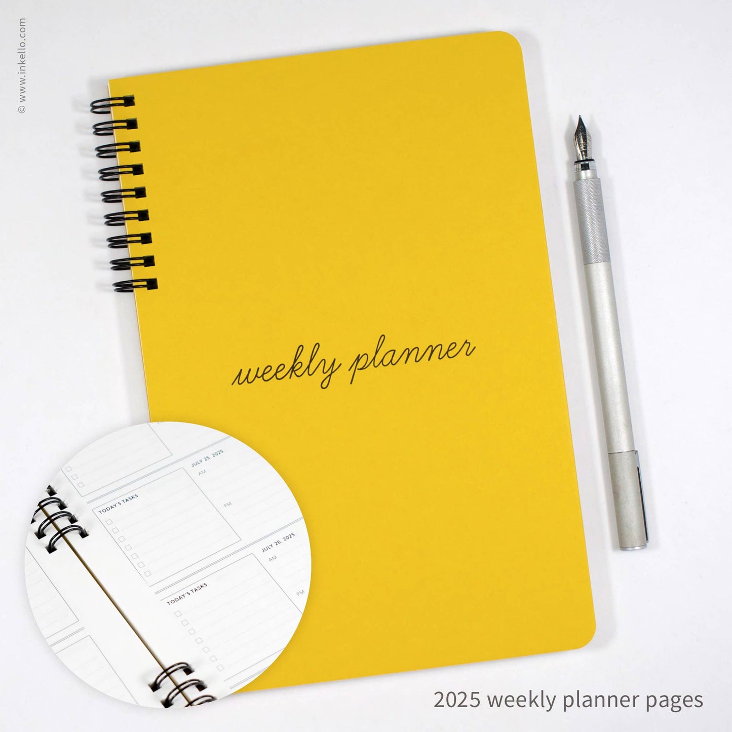 Weekly Planner with Mustard Cover + Black School Cursive