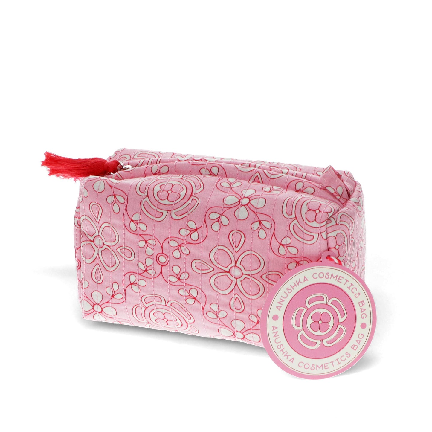 Quilted pink zippered pouch