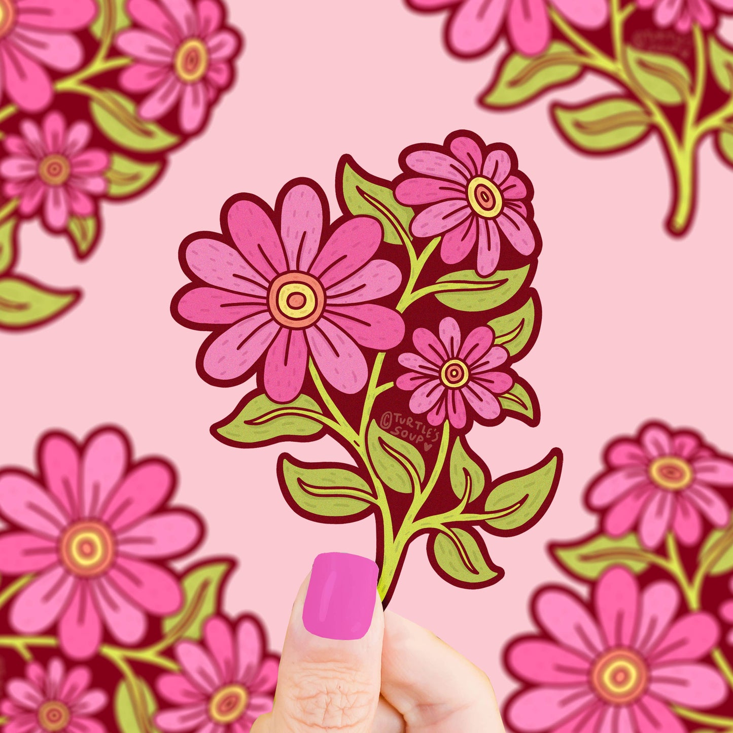 Pink Wildflower Vinyl Sticker