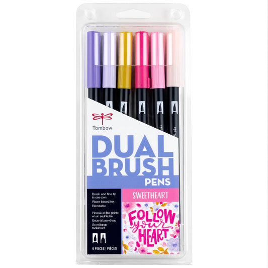 Dual Brush Pen Art Markers, Sweetheart, 6-Pack