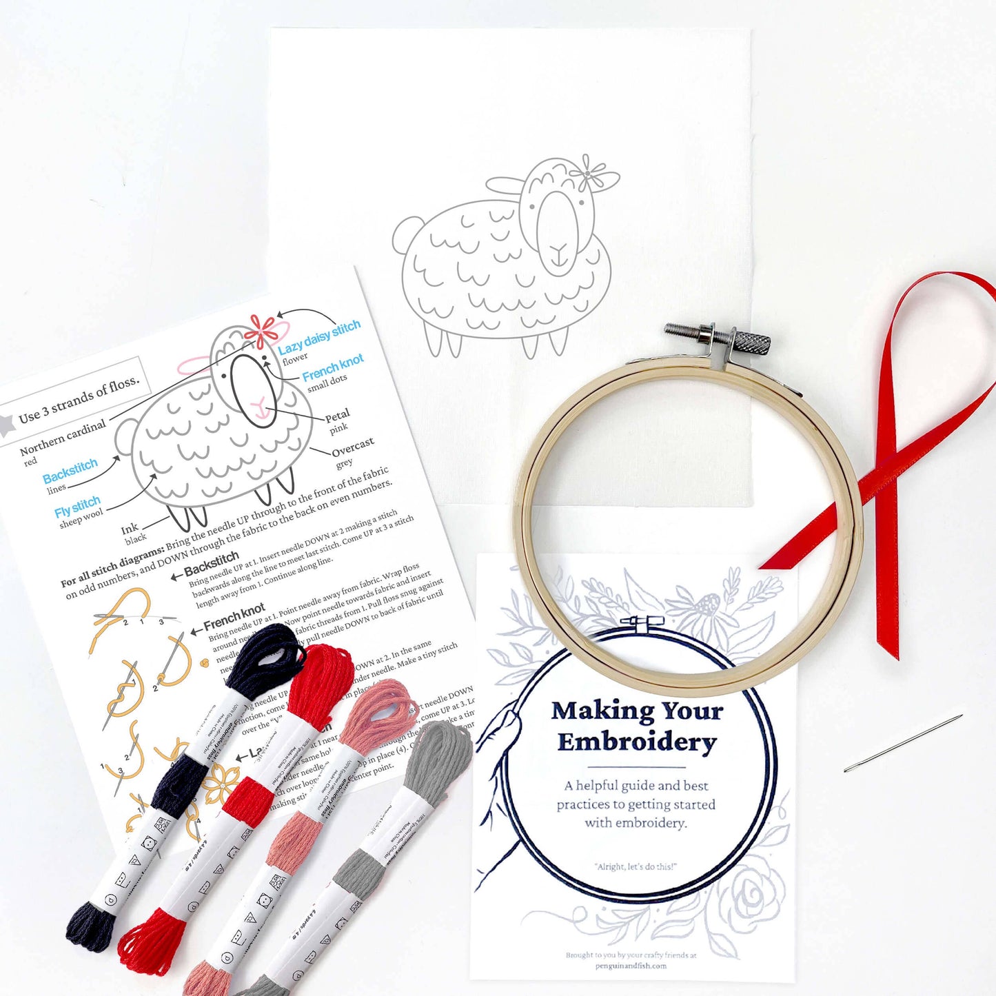 Sheep 4" embroidery kit