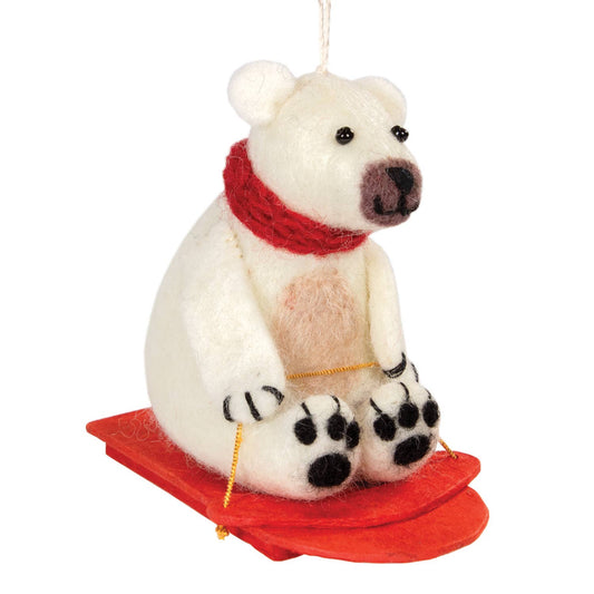 Sledding Polar Bear Ornament