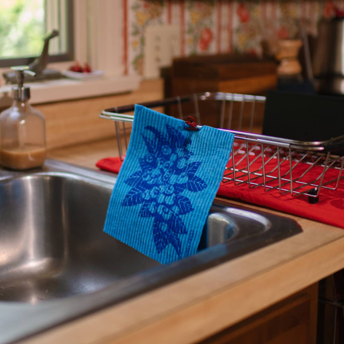 Screen Printed Blueberries Sponge Cloth