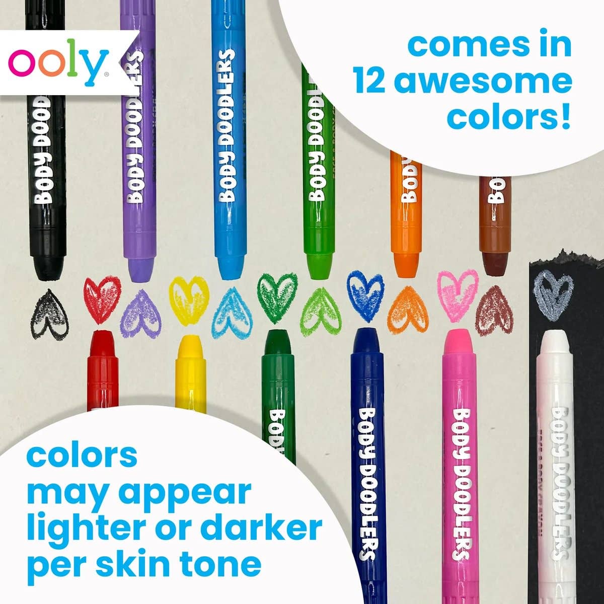 Body Doodlers Face & Body Crayons - Set of 12 Colors