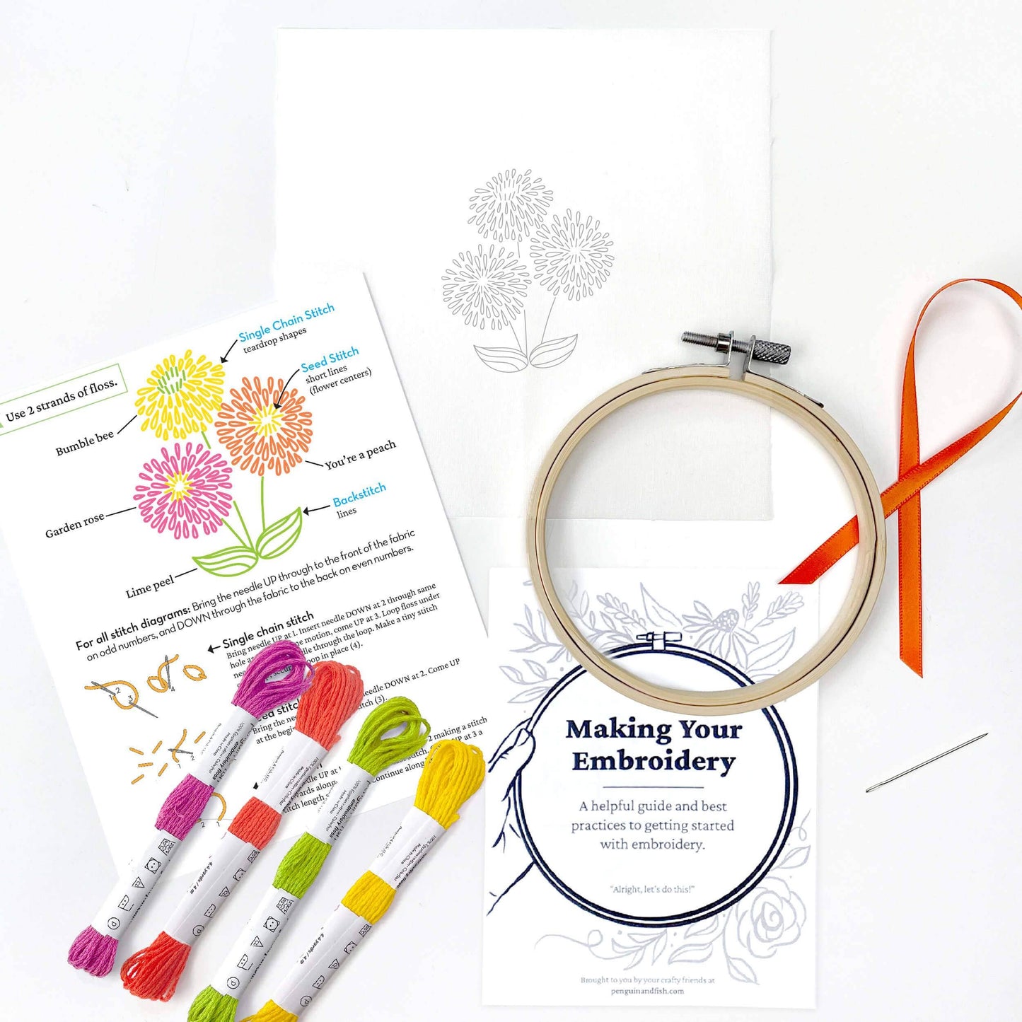 Zinnia 4" embroidery kit