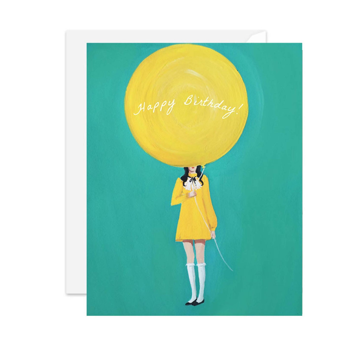 Nothing Is Happier Than A Yellow Balloon Birthday Card by Janet Hill