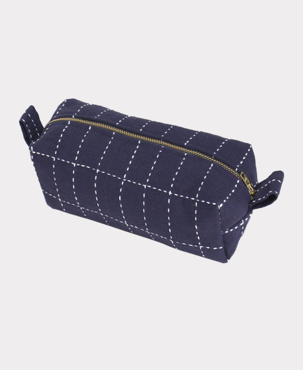 Grid-Stitch Pencil or Toiletry Small Anchal Bag