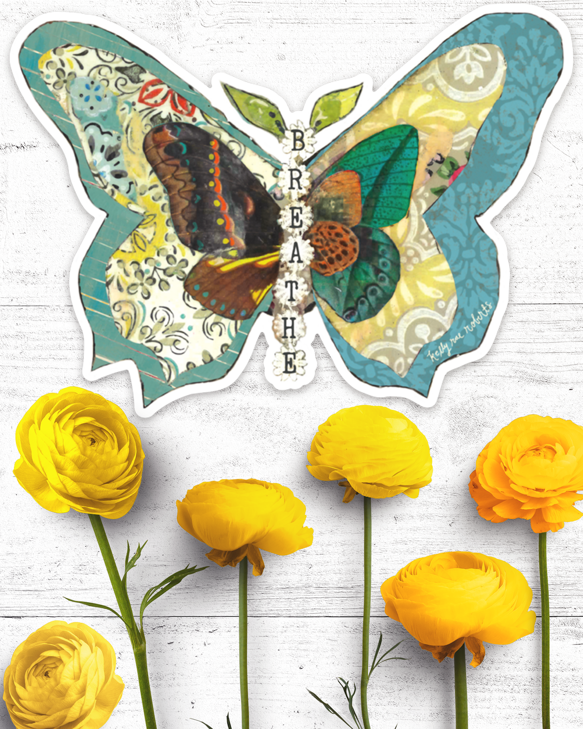 Breathe Butterfly Sticker by artist Kelly Rae Roberts