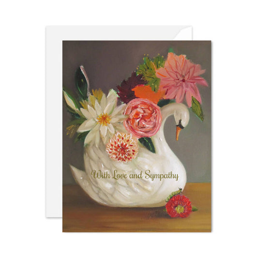 Love And Sympathy Swan Card by Janet Hill