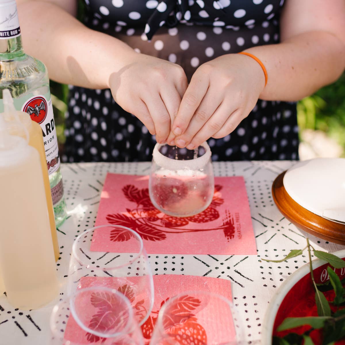 Screen Printed Red Strawberries Sponge Cloth