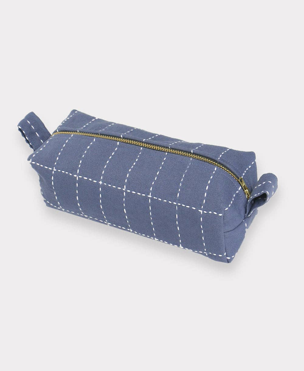 Grid-Stitch Pencil or Toiletry Small Anchal Bag