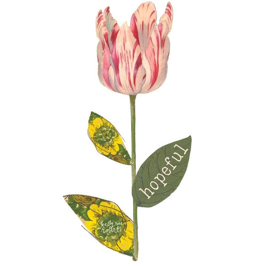 Hopeful tulip sticker with art by Kelly Rae Roberts