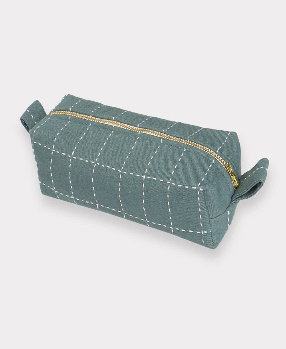 Grid-Stitch Pencil or Toiletry Small Anchal Bag