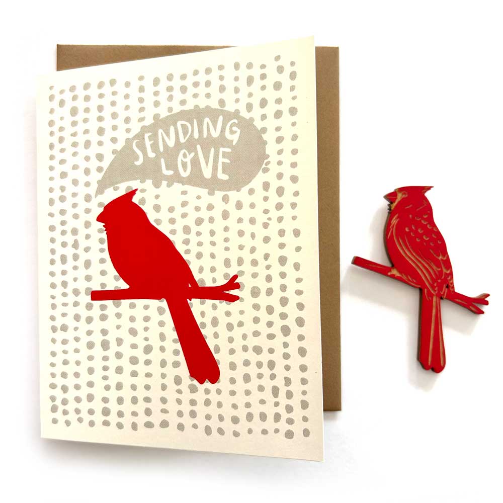 Sending Love Cardinal Magnet w/ Card