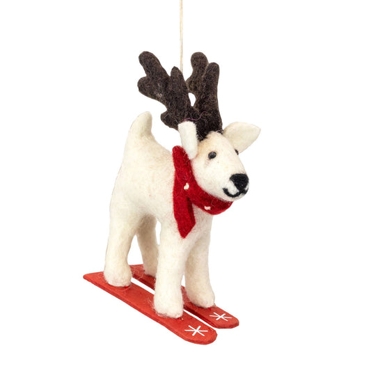 Skiing Caribou Ornament