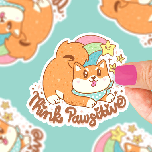 Think Pawsitive Shiba Inu Vinyl Sticker