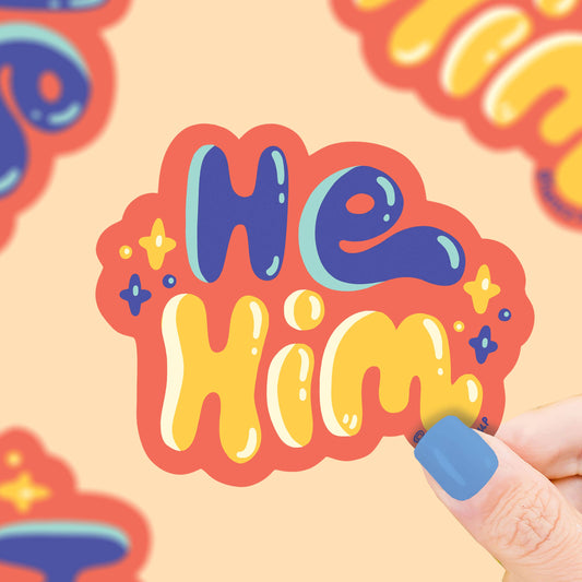 He Him Pronouns Vinyl Sticker