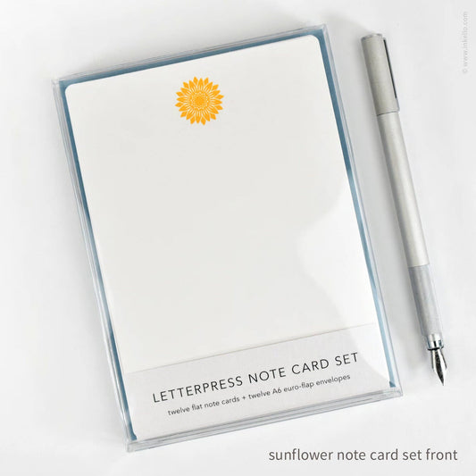 Flat Note Card Set with Sunflower