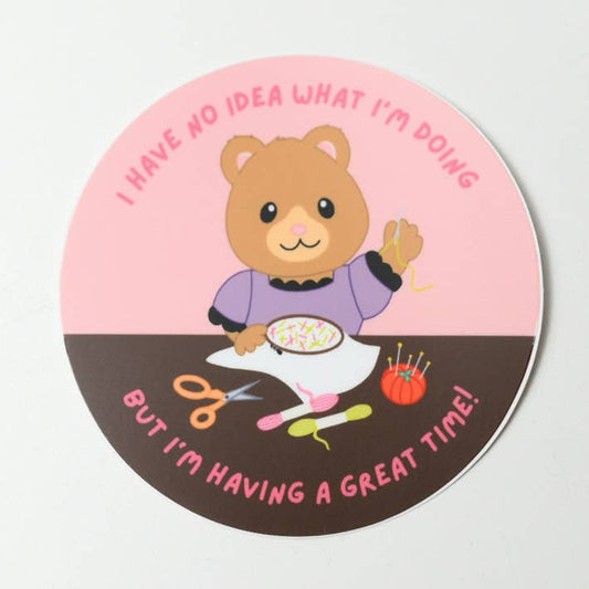 Great Time Embroidery Bear Vinyl Sticker