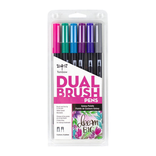 Dual Brush Pen Art Markers, Galaxy, 6-Pack