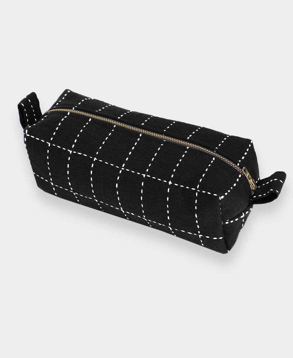 Grid-Stitch Pencil or Toiletry Small Anchal Bag