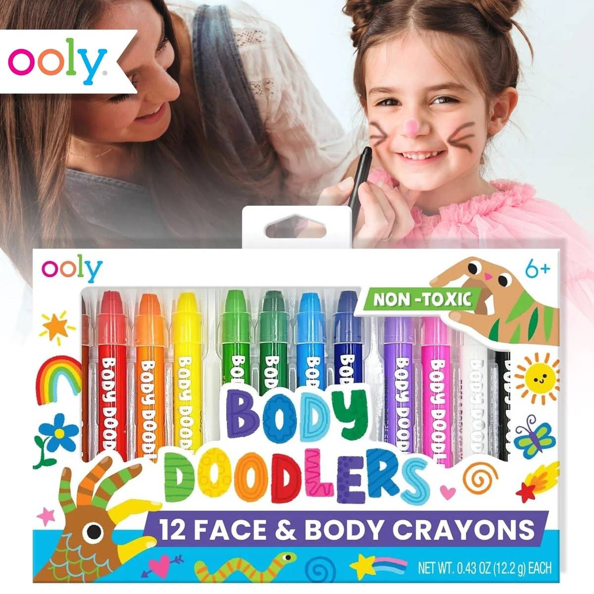 Body Doodlers Face & Body Crayons - Set of 12 Colors