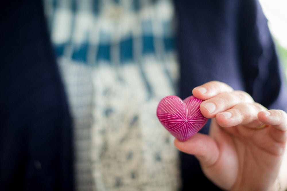 fair trade :: geometric hand-carved soapstone heart